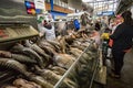 Fish Monger in the Paloquemao Market Royalty Free Stock Photo