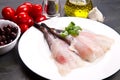 fish monkfish with ingredients Royalty Free Stock Photo