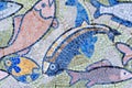 Fish mosaic decoration made of tale.