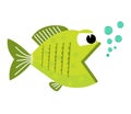 Fish mouth opened with bubbles. Fish on a white background. Vector Illustration. Fish on a white background. Vector Illustration.
