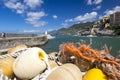 Fish nets and floats on a quay in Camogli Royalty Free Stock Photo