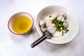 Fish Noodles : White rice noodles with in White Bowl