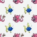 Fish and octopus seamless pattern Royalty Free Stock Photo