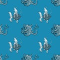 Fish and octopus seamless pattern Royalty Free Stock Photo