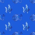 Fish and octopus seamless pattern Royalty Free Stock Photo