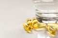 Fish oil capsule is nutrition food for healthy background. Royalty Free Stock Photo