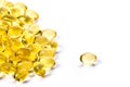 Fish oil capsule, Omega 3-6-9 fish oil yellow soft gels capsules Royalty Free Stock Photo