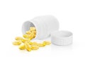 Fish oil capsule white background, health care and medical concept. 3d render