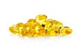 Fish oil capsules isolated on the white background Royalty Free Stock Photo