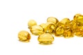 Fish oil capsules isolated on white background Royalty Free Stock Photo