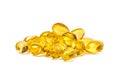 Fish oil capsules isolated on white background Royalty Free Stock Photo