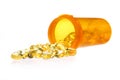 Fish Oil Capsules with Pills Bottle isolated. Omega-3 o Royalty Free Stock Photo