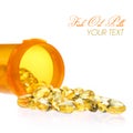 Fish Oil Capsules with Pills Bottle isolated. Omega-3 o Royalty Free Stock Photo