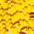 Fish oil capsules pills heap