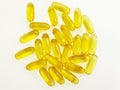 fish oil capsules white background healthcare Royalty Free Stock Photo