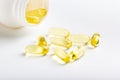 Fish oil capsules white background Royalty Free Stock Photo