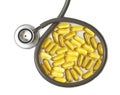 Fish oil and stethoscope Royalty Free Stock Photo