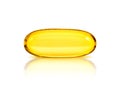 Fish oil supplement capsule isolated on white background Royalty Free Stock Photo