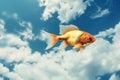 A fish out of water. flying goldfish. Generative ai Royalty Free Stock Photo