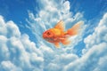 A fish out of water. flying goldfish. Generative ai Royalty Free Stock Photo