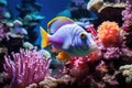 Fish over a coral reef in the sea