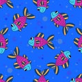 Cute colorful cartoon fish seamless pattern.