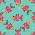 Cute colorful cartoon fish seamless pattern.