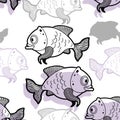 Fish Pattern seamless. Carp Background. Fishes Baby fabric texture