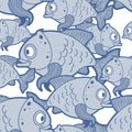 Fish Pattern seamless. Carp Background. Fishes Baby fabric texture