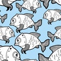 Fish Pattern seamless. Carp Background. Fishes Baby fabric texture