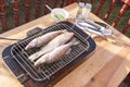 Fish perch baked at home on the grill Royalty Free Stock Photo