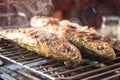 Fish perch baked at home on the grill Royalty Free Stock Photo