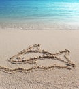 The fish - a picture on sand.Close up in a sunny day Royalty Free Stock Photo