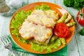 Fish pike perch with vegetables and cheese Royalty Free Stock Photo