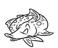 Fish pike sleeps cartoon coloring pages