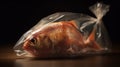 Fish in plastic bag. Plastic pollution in ocean, fighting for a clean ocean concept. Generative ai