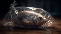 Fish in plastic bag. Plastic pollution in ocean, fighting for a clean ocean concept. Generative ai