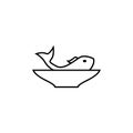 fish in a plate icon. Element of food icon for mobile concept and web apps. Thin line fish in a plate icon can be used for web and Royalty Free Stock Photo