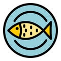 Fish plate icon color outline vector Royalty Free Stock Photo