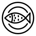 Fish plate icon, outline style Royalty Free Stock Photo