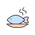 Fish, plate icon. Simple color with outline vector elements of public catering icons for ui and ux, website or mobile application Royalty Free Stock Photo