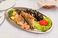 Fish plate, seafood mixture, mediterranean cuisine Royalty Free Stock Photo