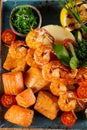 Fish and prawn plate