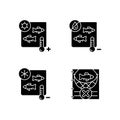 Fish products sterilization black glyph icons set on white space Royalty Free Stock Photo