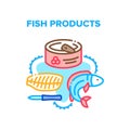Fish Products Vector Concept Color Illustration