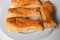 The fishes from puff pastry in the store on April Fool's Day