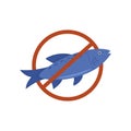 Fish in red crossed circle icon