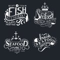 Fish Restaurant. Fresh Seafood hand draw lettering.