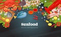 Fish restaurant seafood dishes food cooked a gourmet dinner background.