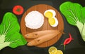 Fish Rice Food Photography Delicious Tasty Menu on Table Illustration